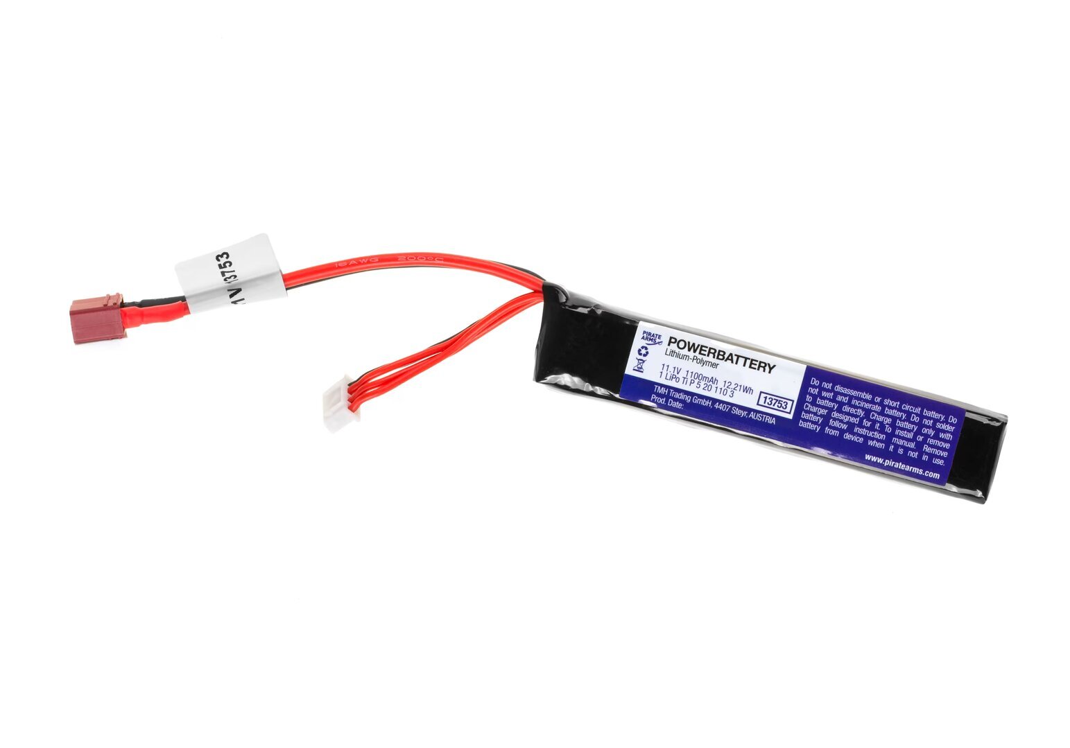 Pirte Arms Lipo 11.1V 1100mAh 20C Stock Tube Type T-Plug